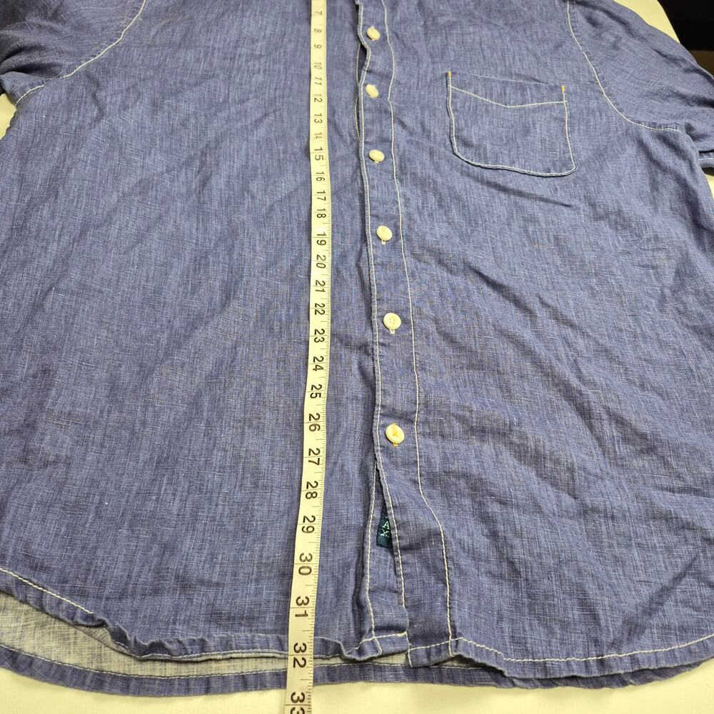 Tommy Bahama Relax Linen Men XXL Long Sleeve Shirt Blue Lightweight Marlin Logo - Picture 6 of 11